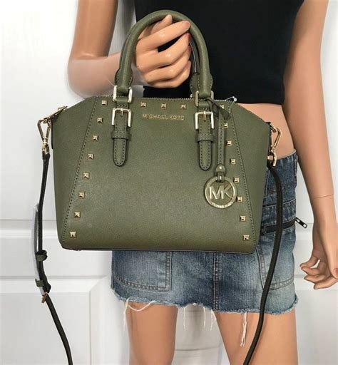 olive green michael kors green bag